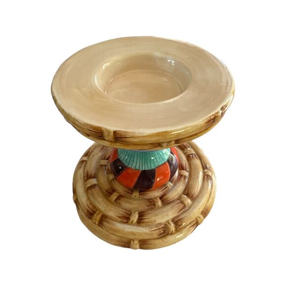 House of Hatten Vintage Hand Painted Ornate Candle Holder - Picture 3 of 11